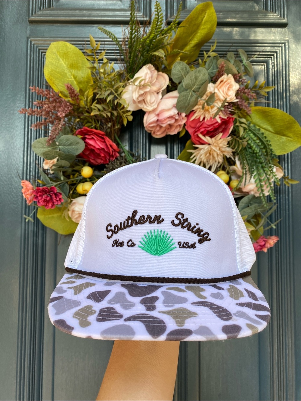 Southern String Hat Co. Agave Rope Trucker Hat Camo Brim